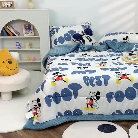 91家纺网 家纺一手货源 找家纺 星期八 2022新款迪士尼豆豆被 字母米奇