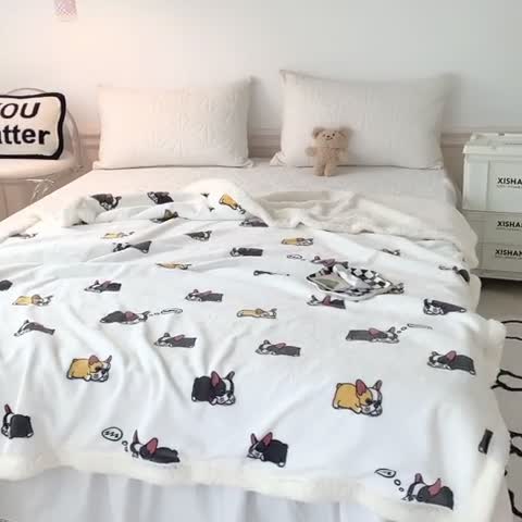 91家纺网 家纺一手货源 找家纺 澳萝拉 2022新款牛奶绒羊羔绒毛毯 趴趴狗