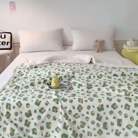 91家纺网 家纺一手货源 找家纺 澳萝拉 2022新款牛奶绒羊羔绒毛毯 俏皮豹纹