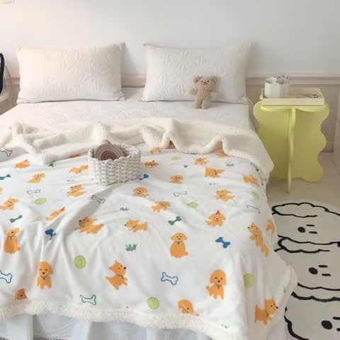 91家纺网 家纺一手货源 找家纺 澳萝拉 2022新款牛奶绒羊羔绒毛毯 汪汪队