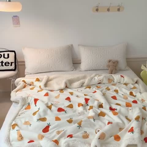 91家纺网 家纺一手货源 找家纺 澳萝拉 2022新款牛奶绒羊羔绒毛毯 小香梨