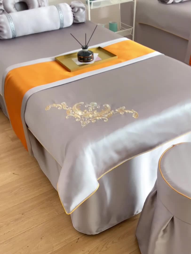 91家纺网 家纺一手货源 找家纺 （总）莉人坊美容床罩批发 2023绸缎角花美容床罩四件套