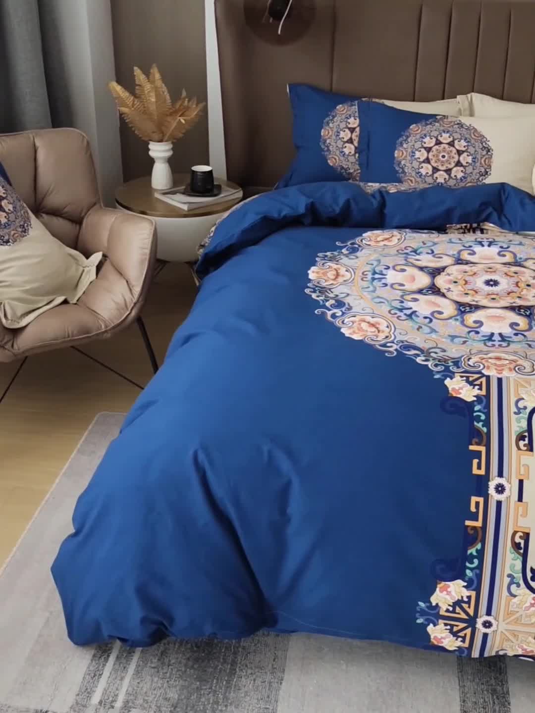 91家纺网 家纺一手货源 找家纺 帅露 2022新款大版印花磨毛四件套 蜜蜜时光