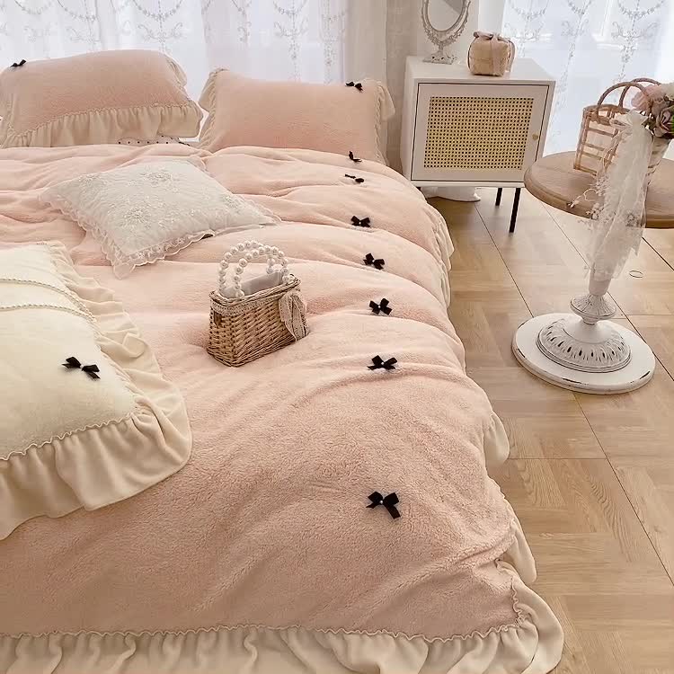 91家纺网 家纺一手货源 找家纺 （总）玛奇朵 22新款高克重进口泰迪绒三件套四件套-仙朵系列