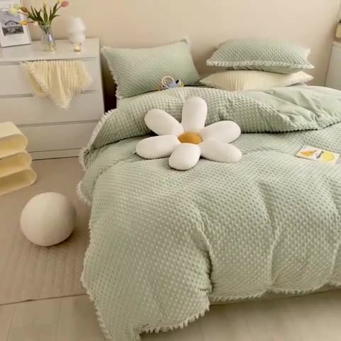 91家纺网 家纺一手货源 找家纺 (总）玛奇朵  2022升级版A类豆豆绒梦露系列四件套