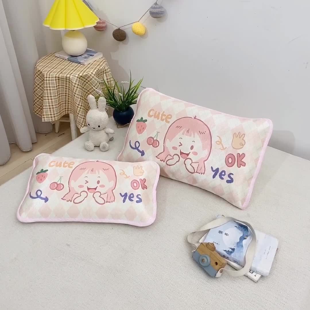 91家纺网 家纺一手货源 找家纺 吉咪兔 2022新款大版卡通冰丝凉席枕套 可爱女孩