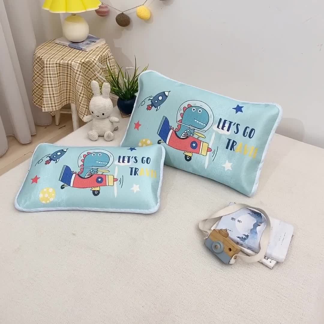 91家纺网 家纺一手货源 找家纺 吉咪兔 2022新款大版卡通冰丝凉席枕套 恐龙飞船