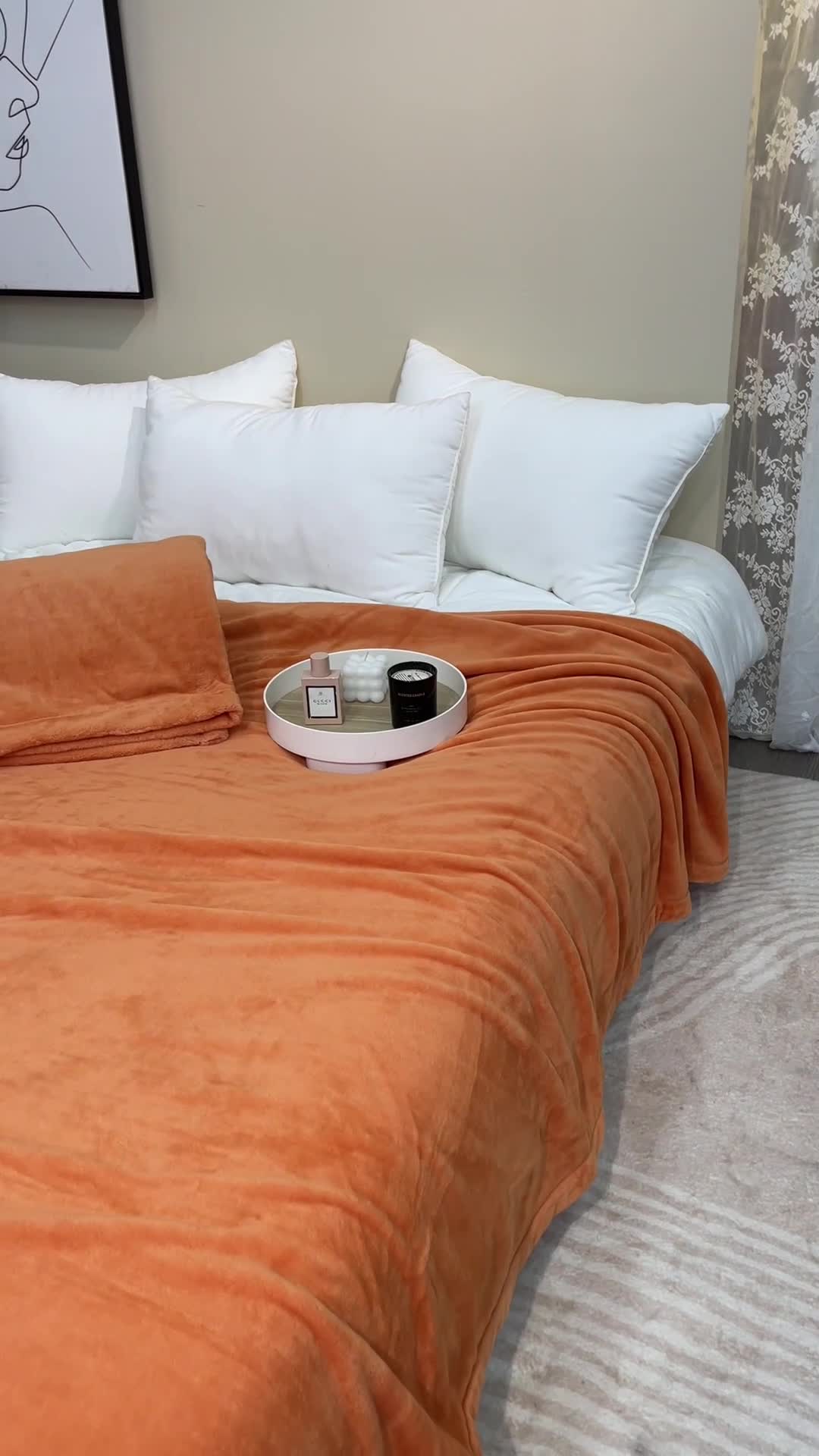 91家纺网 家纺一手货源 找家纺 缔缦 2022新款More design毛毯 丹麦毯 爱马仕橘