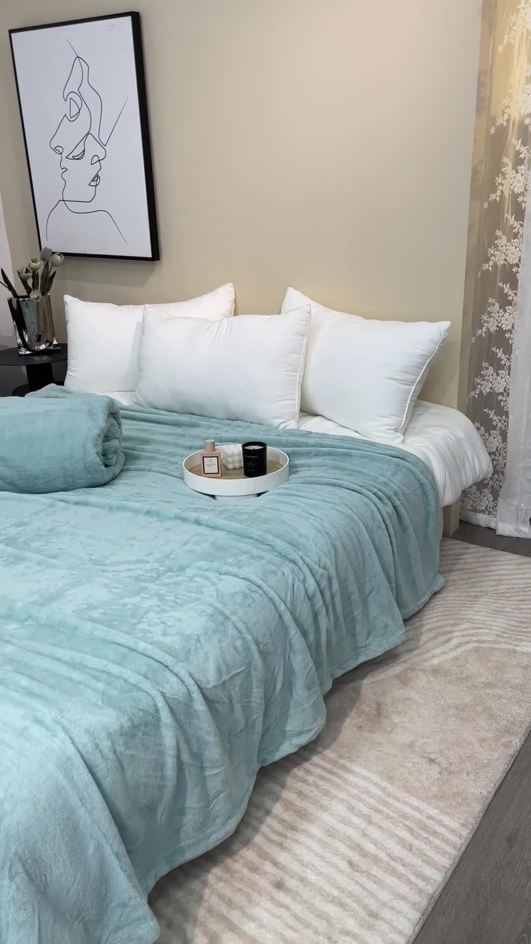 91家纺网 家纺一手货源 找家纺 缔缦 2022新款More design毛毯 丹麦毯 水绿