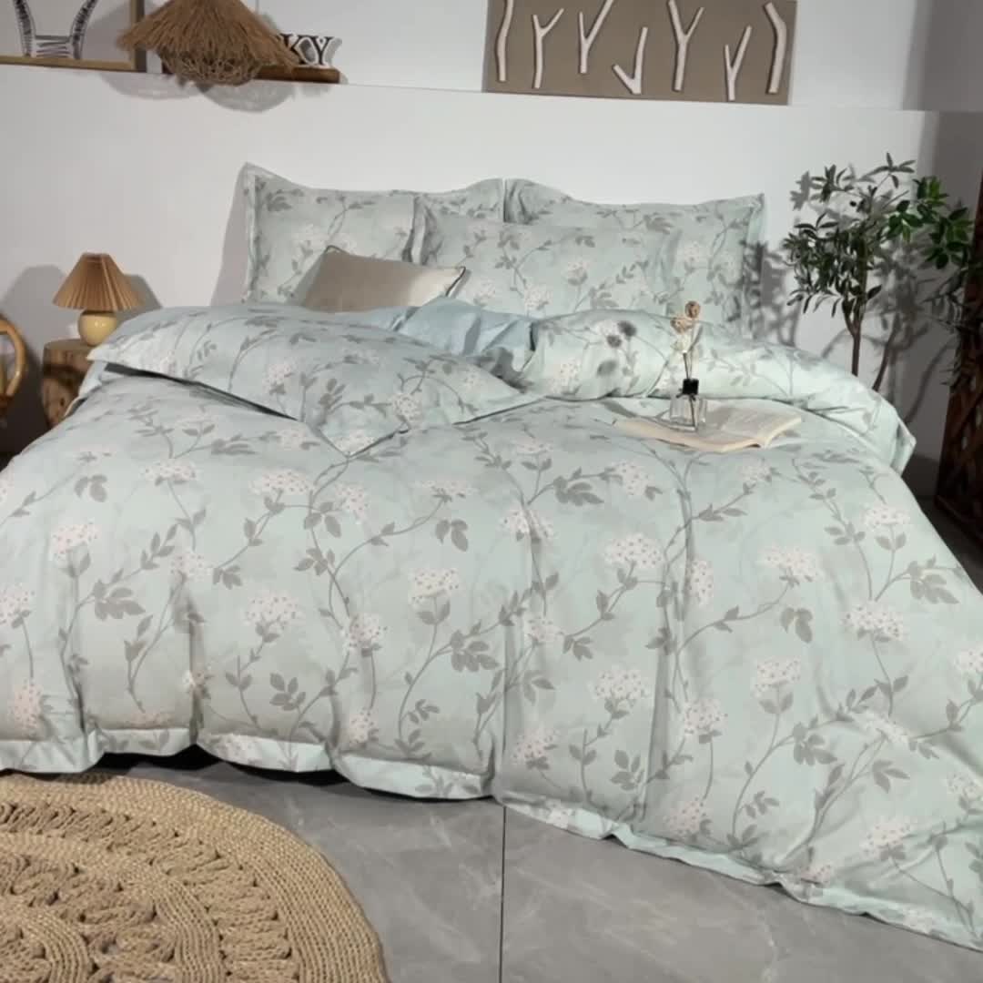 91家纺网 家纺一手货源 找家纺 氧家 2022新款60支兰精天丝印花四件套 南港清风