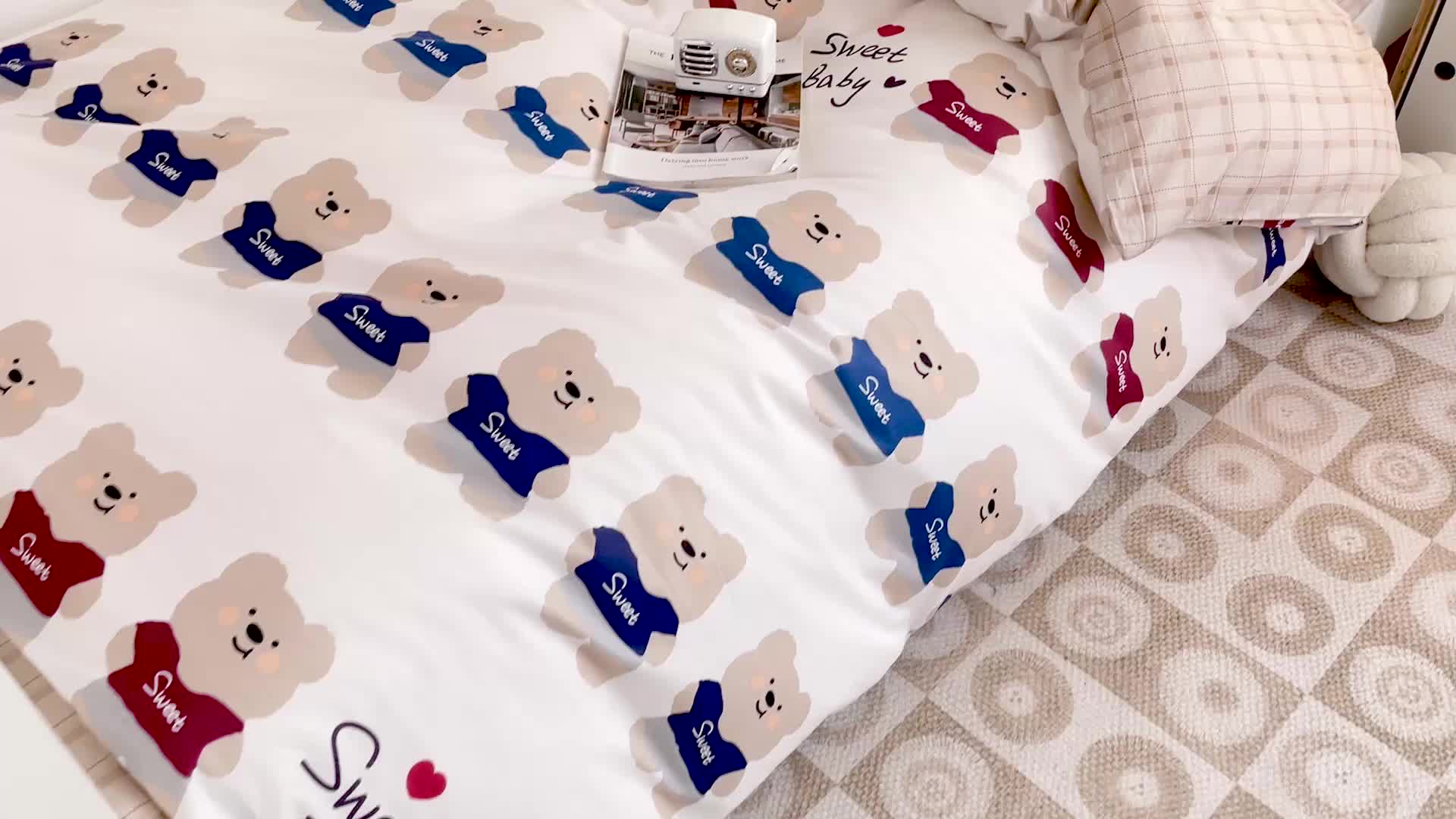 91家纺网 家纺一手货源 找家纺 （总）昔可 2022新款开学季全棉卡通印花学生三件套