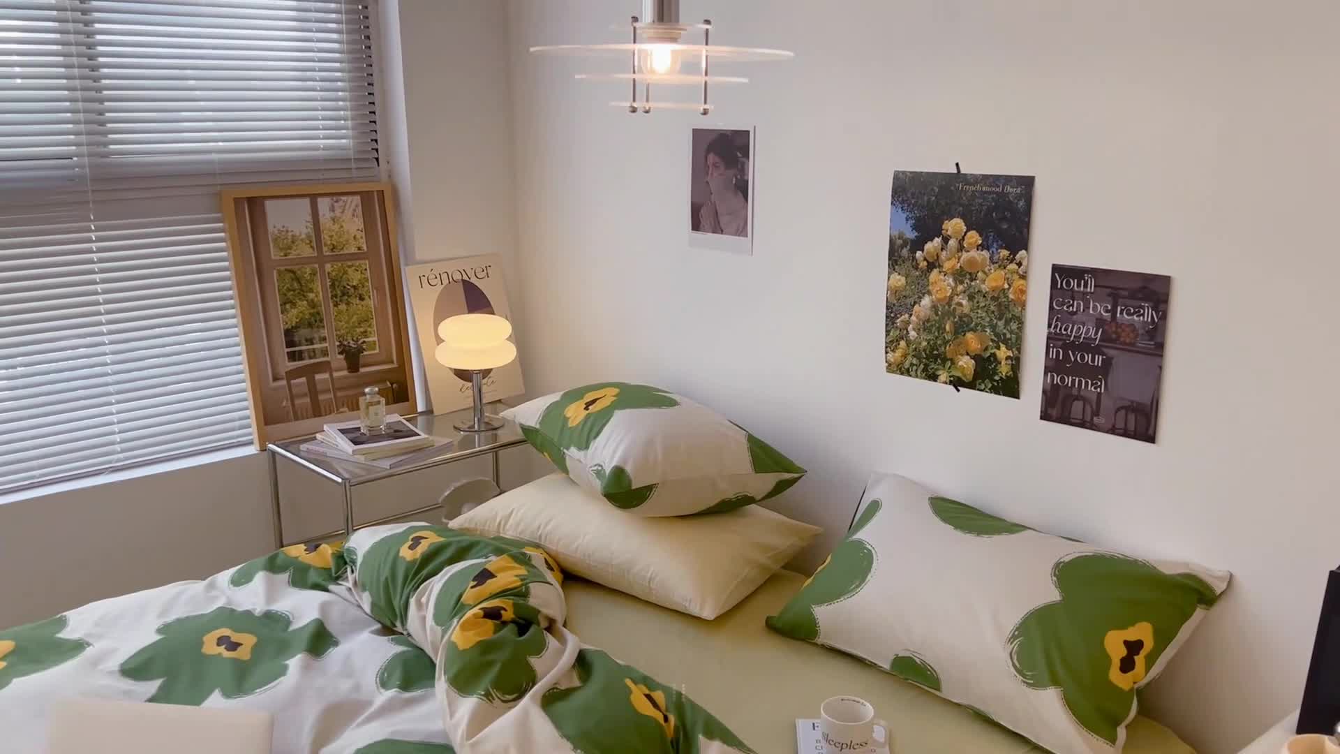 91家纺网 家纺一手货源 找家纺 昔可家纺 2022新款法式田园花卉系列全棉四件套 半夏绿花