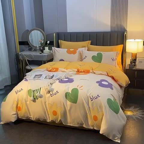 91家纺网 家纺一手货源 找家纺 棉生活  22新款铂金全棉磨毛系列（AB版设计） 向阳花开