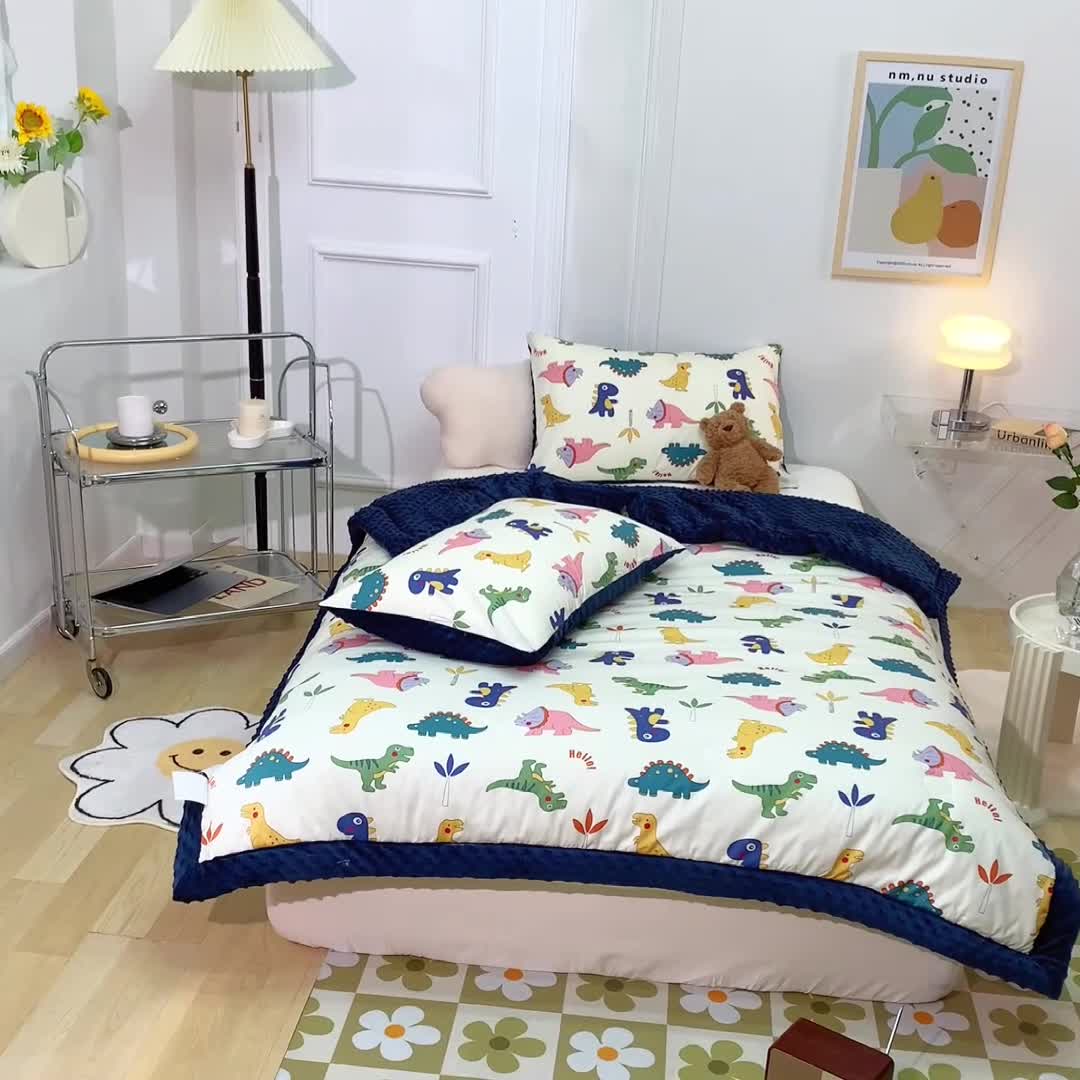 91家纺网 家纺一手货源 找家纺 星期八  2022新款全棉豆豆被春秋被-系列一 侏罗纪