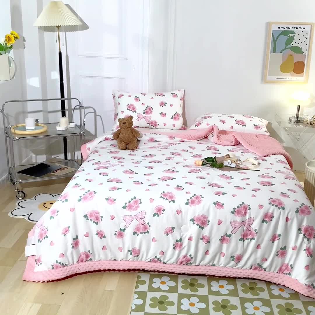 91家纺网 家纺一手货源 找家纺 星期八  2022新款全棉豆豆被春秋被-系列二 蝴蝶结