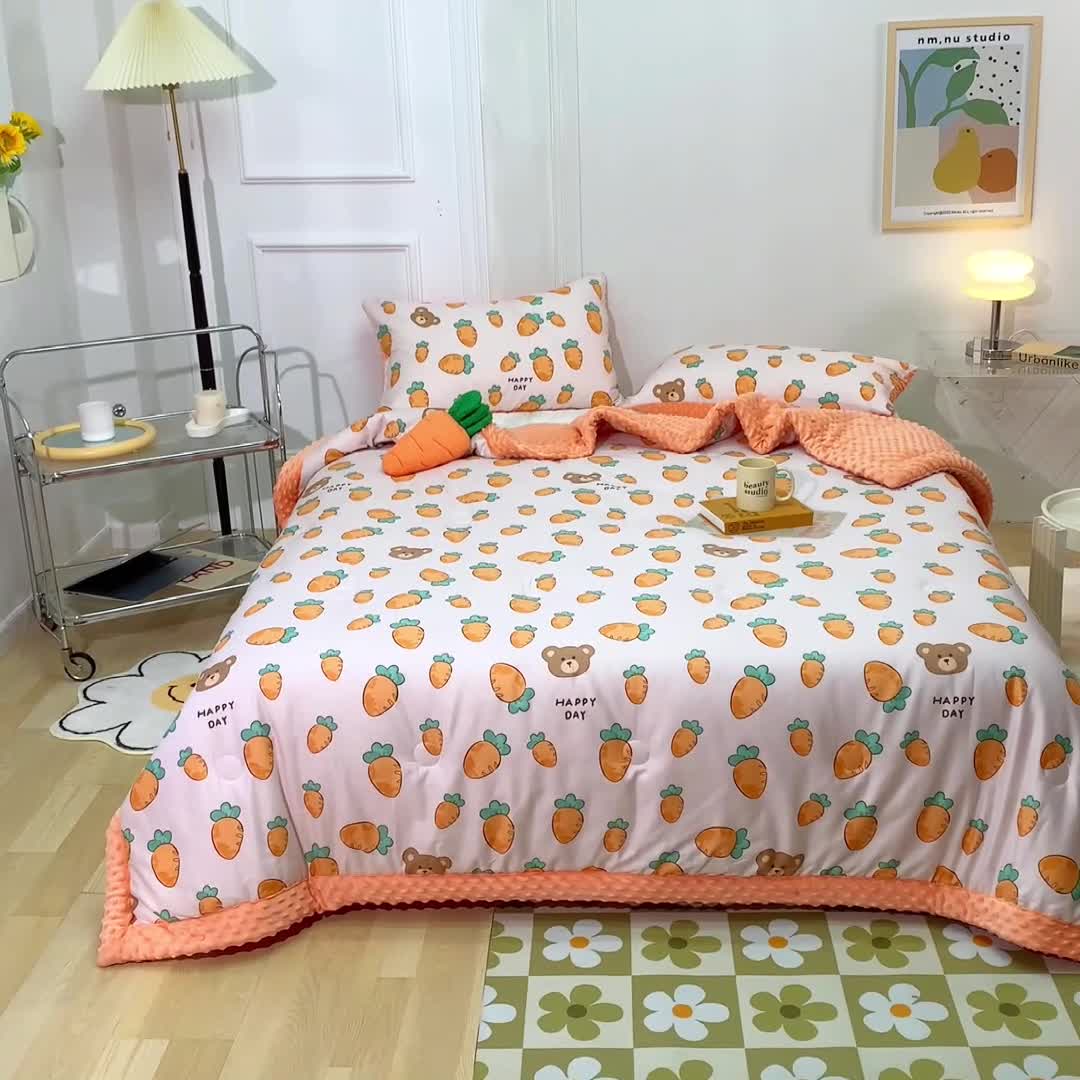 91家纺网 家纺一手货源 找家纺 星期八  2022新款全棉豆豆被春秋被-系列二 萝卜熊