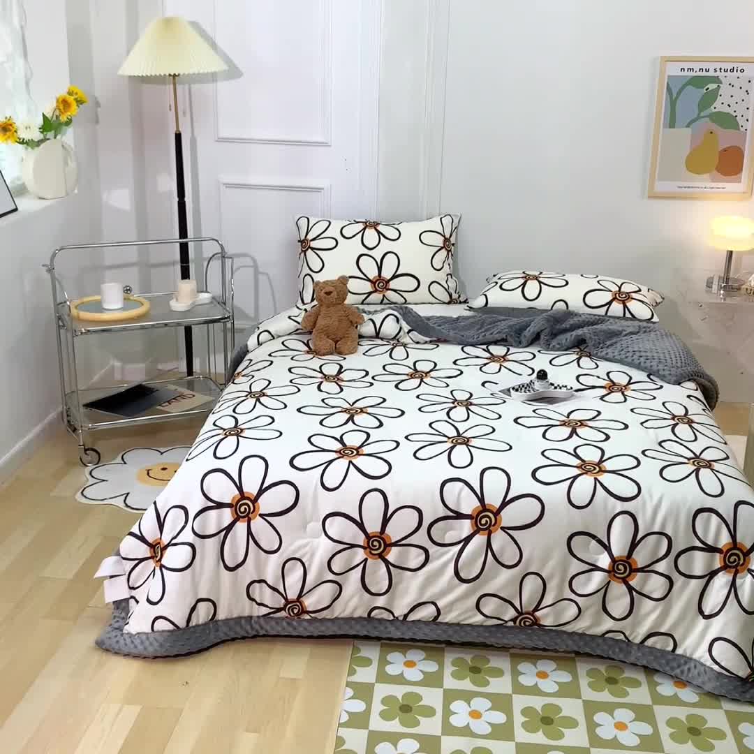 91家纺网 家纺一手货源 找家纺 星期八  2022新款全棉豆豆被春秋被-系列二 太阳花