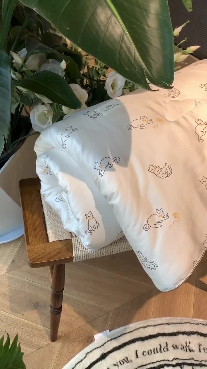 91家纺网 家纺一手货源 找家纺 汇庭 2022新品天丝棉四季被 线团猫