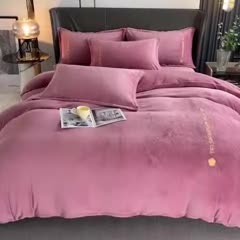 91家纺网 家纺一手货源 找家纺 斯卡诺直播爆款高克重纯色极简加厚牛奶绒四件套 山茶花-豆沙