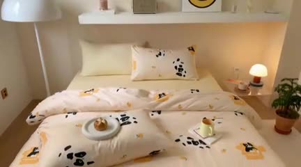 91家纺网 家纺一手货源 找家纺 金丝鸟 2022新款秋冬全棉印花系列四件套 斑点喵