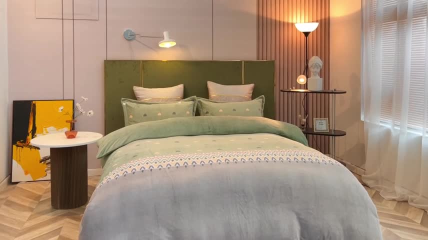 91家纺网 家纺一手货源 找家纺 凡客家居 2022新款牛奶绒印花系列四件套 洛丽塔