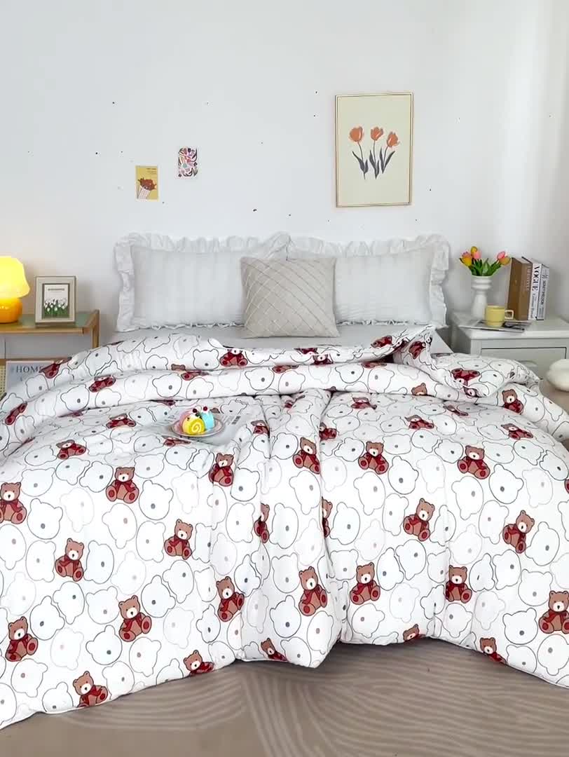 91家纺网 家纺一手货源 找家纺 芯恋 2025款针织棉大豆被子被芯春秋加厚冬被 活力小熊