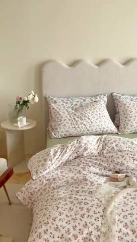 91家纺网 家纺一手货源 找家纺 顾里家纺 2023新款法式复古嵌绳全棉四件套 安妮兔