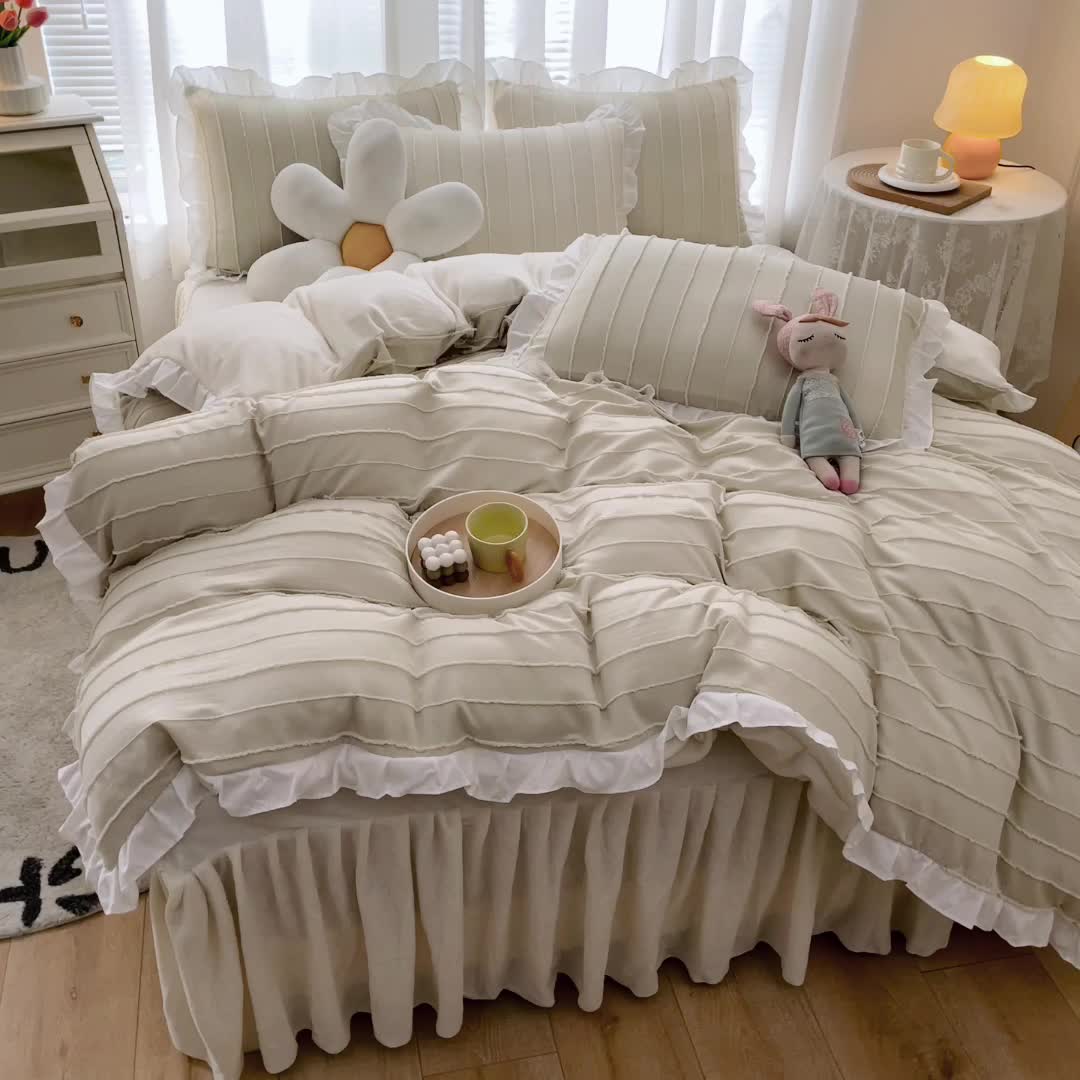 91家纺网 家纺一手货源 找家纺 绒兔兔 2022新款立体剪花牛奶绒四件套 奶白