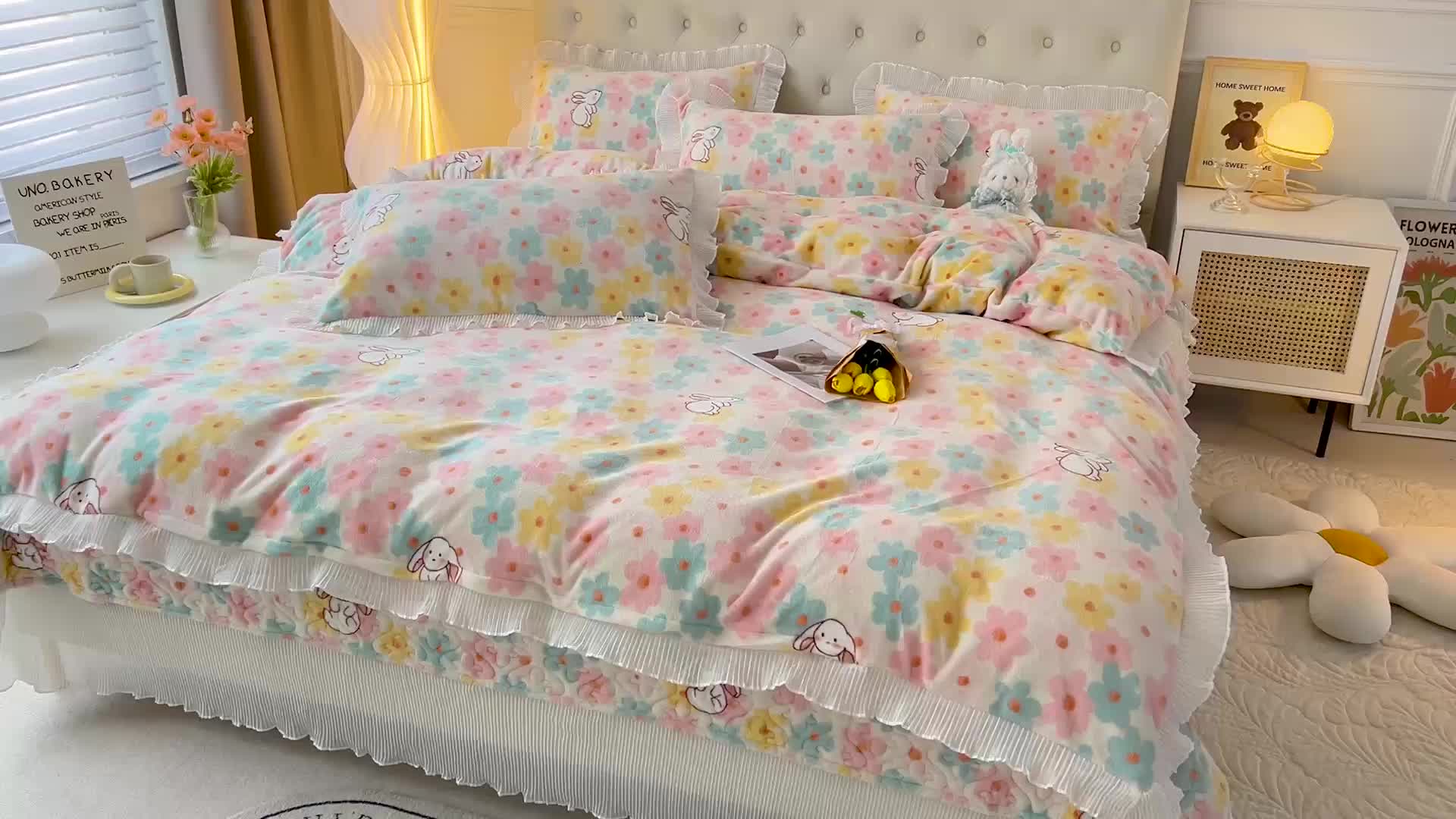 91家纺网 家纺一手货源 找家纺 澳梵  2022新款牛奶绒印花床盖三件套四件套 千与千寻