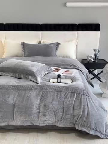 91家纺网 家纺一手货源 找家纺 2023新款TS简尚时尚婴肤绒四件套 简尚 绅士灰