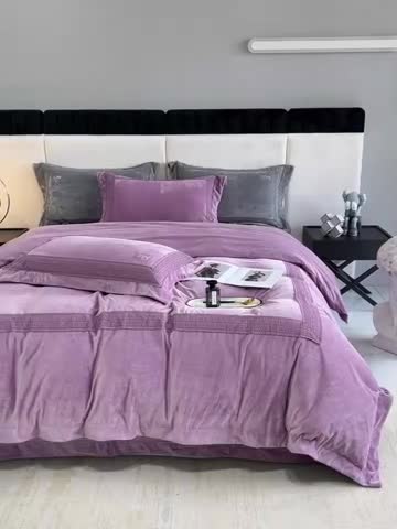 91家纺网 家纺一手货源 找家纺 2023新款TS简尚时尚婴肤绒四件套 简尚 丁香紫