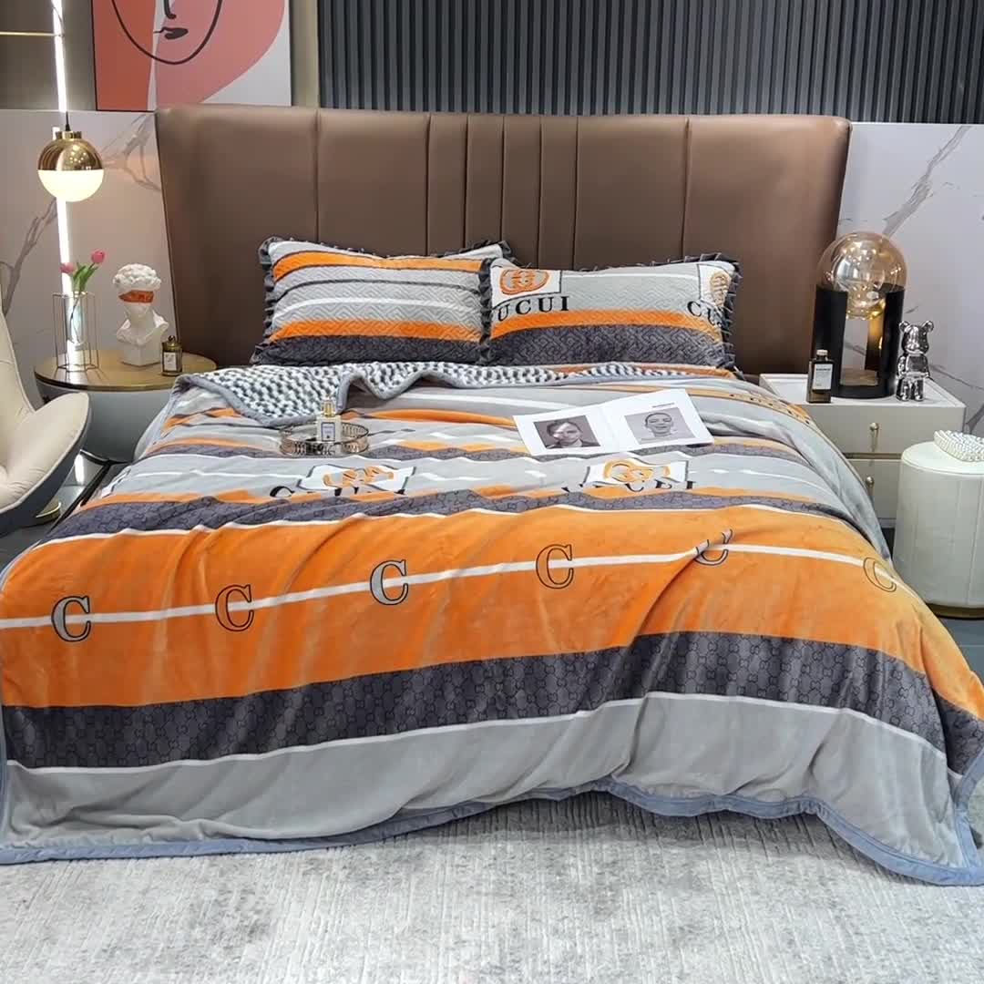 91家纺网 家纺一手货源 找家纺 （总）羋多 2023新款A版牛奶绒+B版阳离子提花双层复合毯