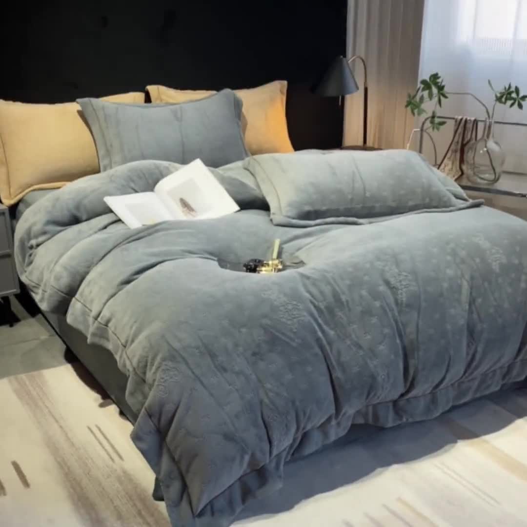 91家纺网 家纺一手货源 找家纺 凡客 2022新棉绒色织提花单品被套-深灰