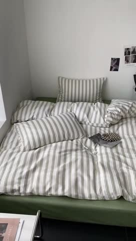 91家纺网 家纺一手货源 找家纺 昔可2022新款全棉四件套新款影棚图 绿竖条