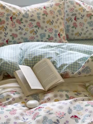 91家纺网 家纺一手货源 找家纺 昔可家纺2022新款嵌绳全棉套件组图一 蘑菇花