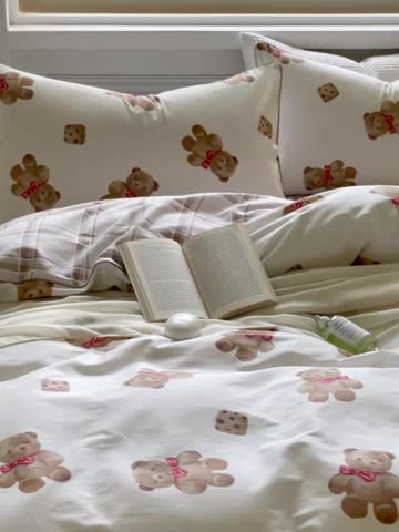 91家纺网 家纺一手货源 找家纺 昔可家纺2022新款嵌绳全棉套件组图一 熊熊饼干