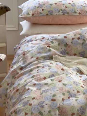 91家纺网 家纺一手货源 找家纺 昔可家纺2022新款嵌绳全棉四件套套件组图一 南法小玫瑰