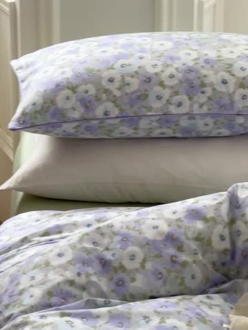 91家纺网 家纺一手货源 找家纺 昔可家纺2022新款嵌绳全棉四件套套件组图一 紫色香氛