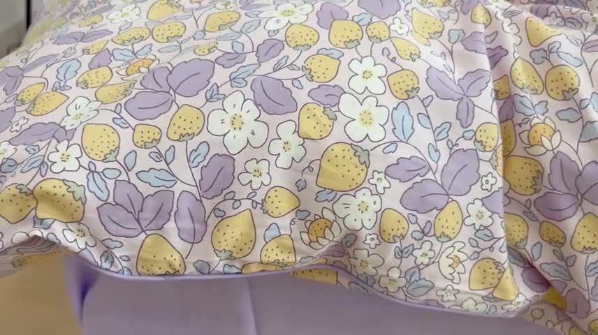 91家纺网 家纺一手货源 找家纺 昔可2022新款嵌绳全棉四件套组图二 紫色小草莓