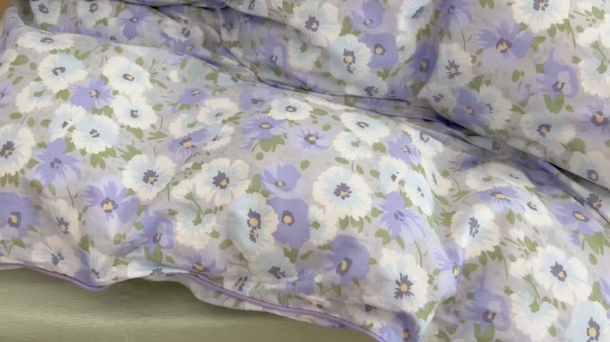 91家纺网 家纺一手货源 找家纺 昔可2022新款嵌绳全棉四件套组图二 紫色香氛