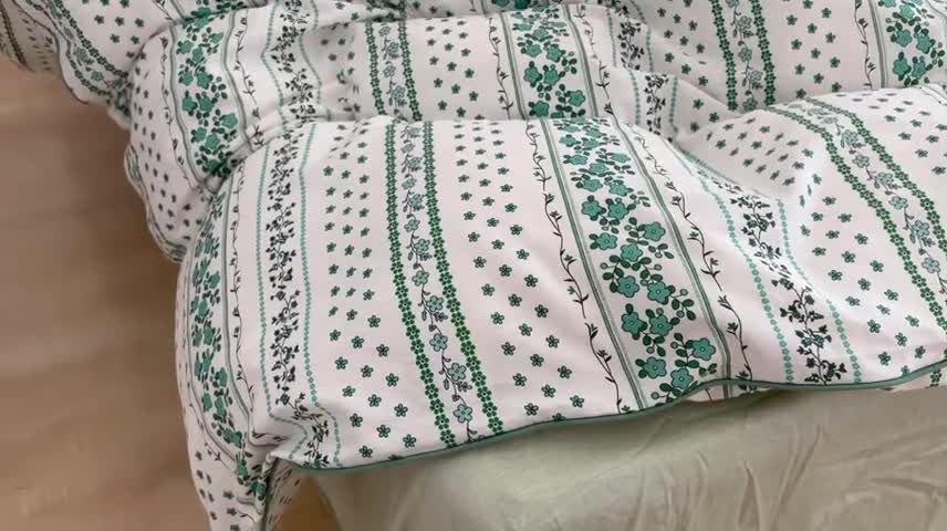 91家纺网 家纺一手货源 找家纺 昔可2022新款嵌绳全棉四件套组图二 藤蔓绿