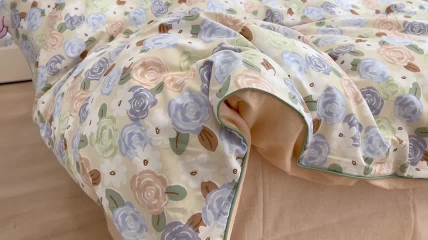 91家纺网 家纺一手货源 找家纺 昔可2022新款嵌绳全棉四件套组图二 南法小玫瑰