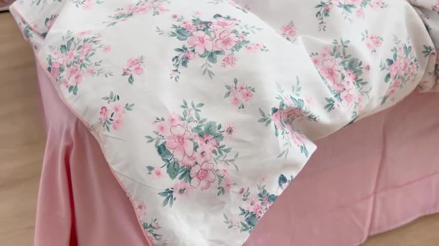 91家纺网 家纺一手货源 找家纺 昔可2022新款嵌绳全棉四件套组图二 初恋满园