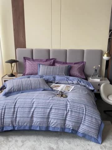 91家纺网 家纺一手货源 找家纺 棉生活 2022新款全棉磨毛宽边系列四件套 小香-蓝