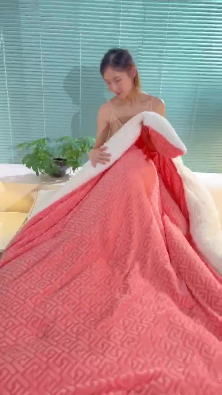 91家纺网 家纺一手货源 找家纺 伊被源 2022新款羊羔剪花绒冬被被子被芯 卡其