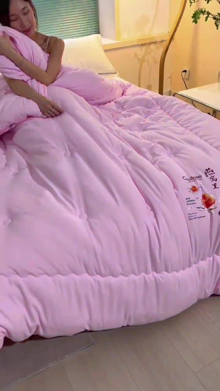 91家纺网 家纺一手货源 找家纺 伊被源 2022新款亲肤抗菌纤维舒适冬被被子被芯-燕窝里 玉色