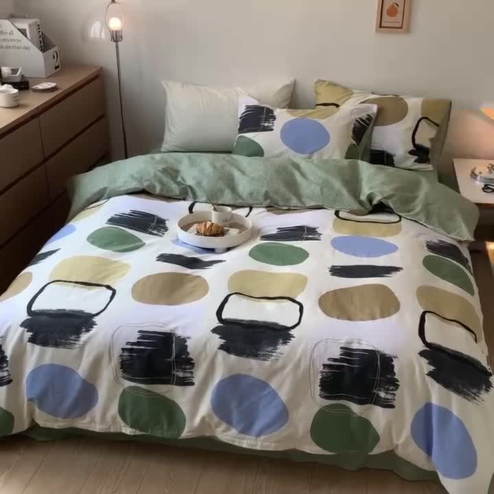 91家纺网 家纺一手货源 找家纺 梦家居 2022新款北欧休闲风四件套 涂鸦