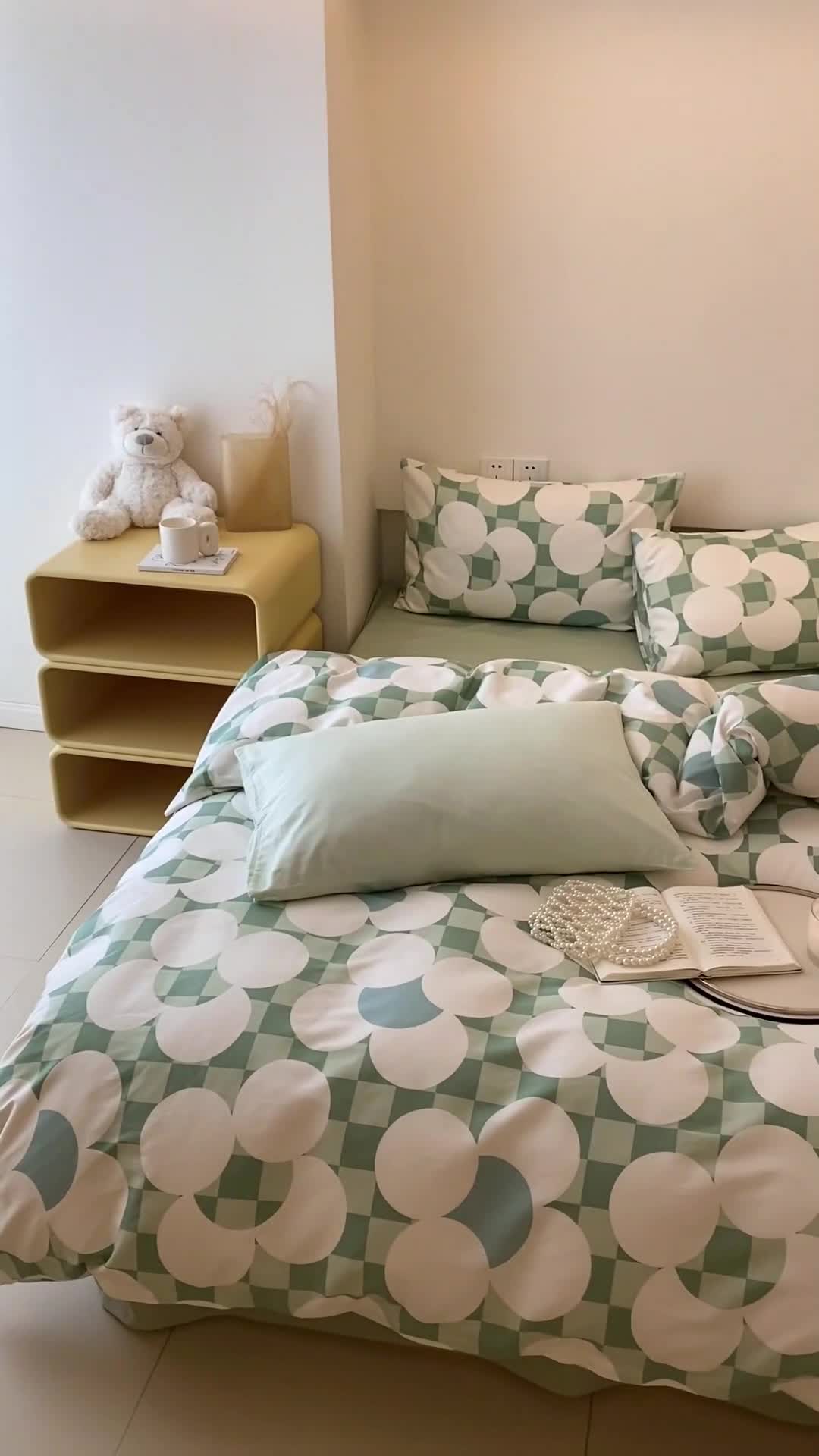 91家纺网 家纺一手货源 找家纺 昔可 2022新款全棉四件套影棚图2 抹茶恋语