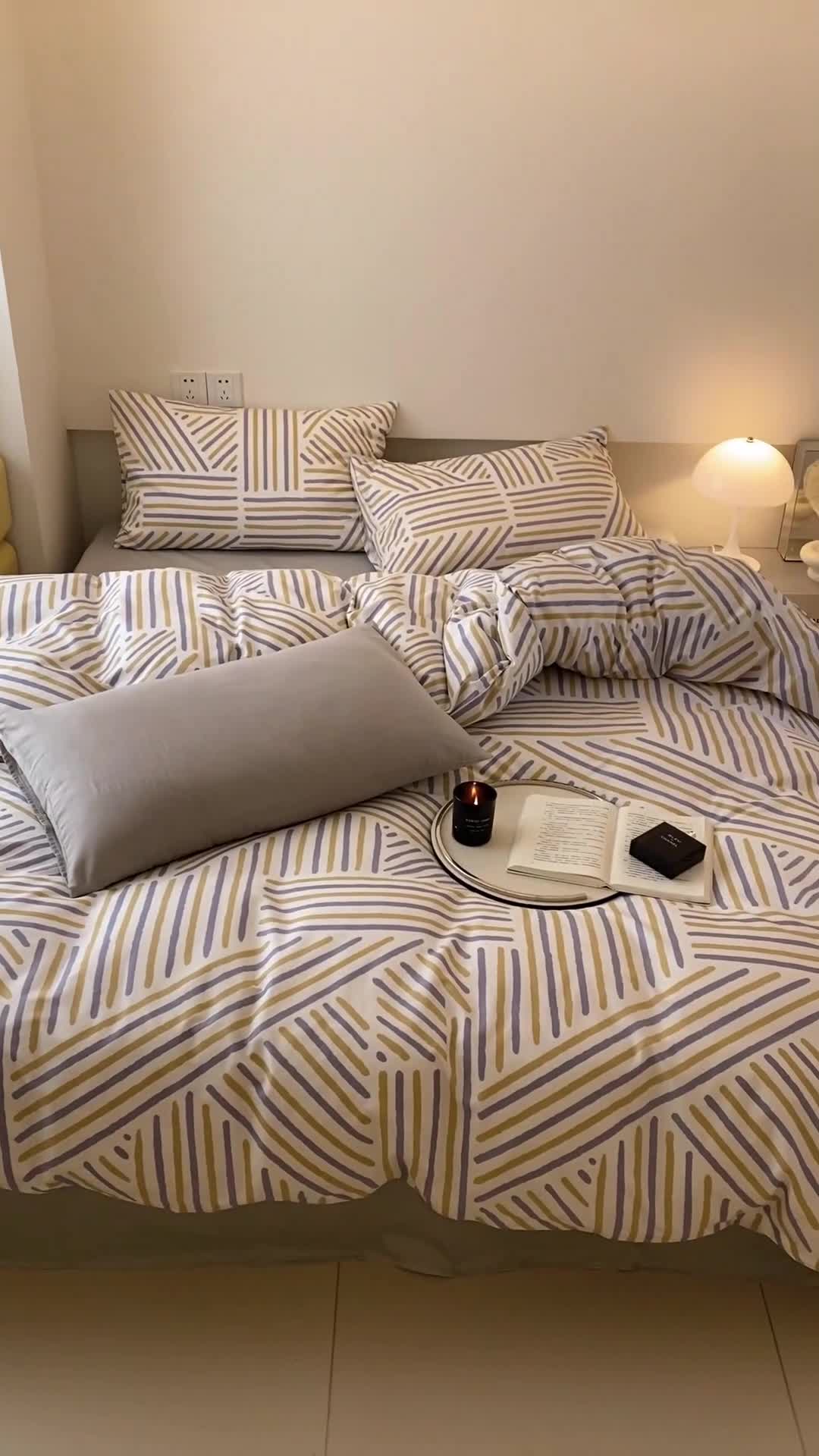 91家纺网 家纺一手货源 找家纺 昔可 2022新款全棉四件套影棚图2 几何线条