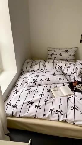 91家纺网 家纺一手货源 找家纺 昔可 2022新款全棉四件套影棚图1 丝带蝴蝶结